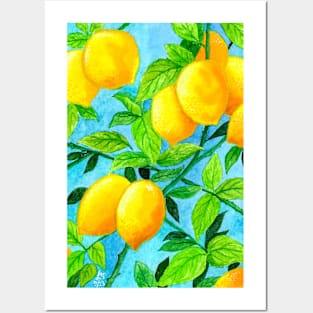 Summer lemons in watercolor Posters and Art